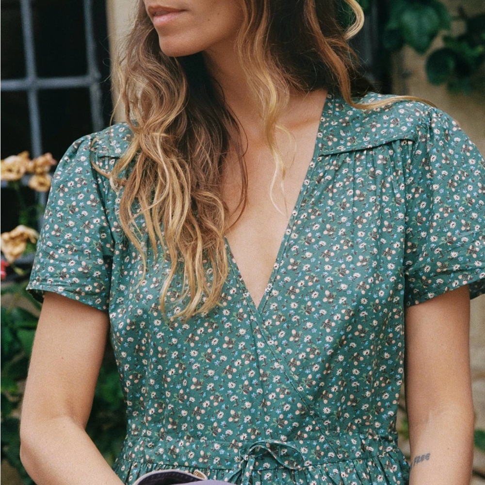 “The Simple Dawn Dress” Petite Small in Sage Trellis by Christy Dawn